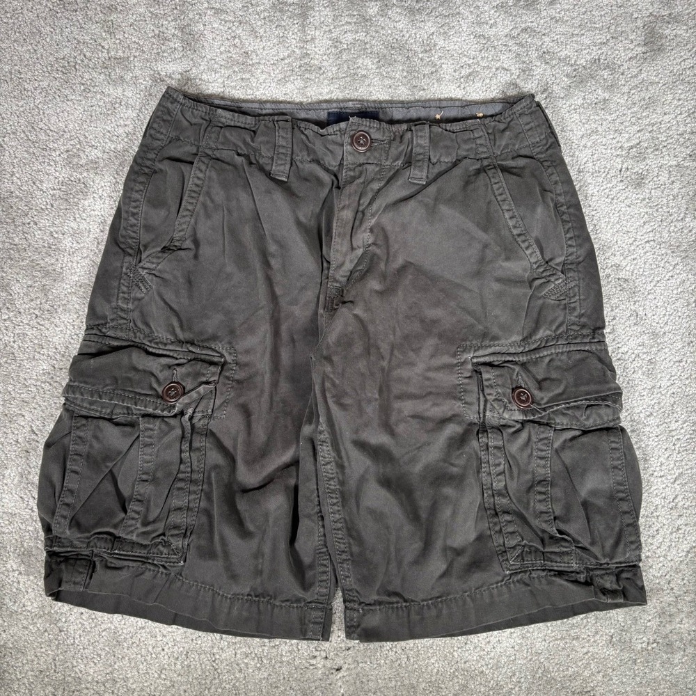 American Eagle Cargo Shorts Mens 30 Gray Cotton Classic Baggy Heavy Skater Y2K